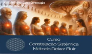 Infográfico detalhando a metodologia do Curso Vip Constelação Familiar Sistêmica Deixar Fluir