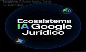 Profissional do direito utilizando ferramentas do ecossistema Google Gemini para análise de documentos jurídicos