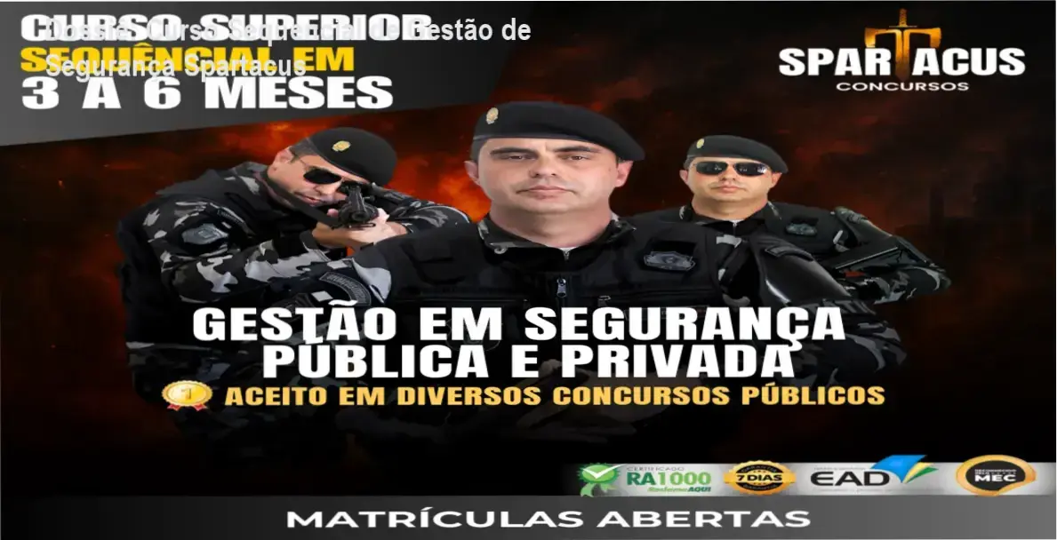 Representação visual de certificação de nível superior para concursos policiais através de curso sequencial