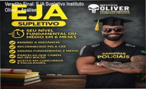 Certificado de conclusão do EJA Supletivo EAD do Instituto Oliver em tela de computador