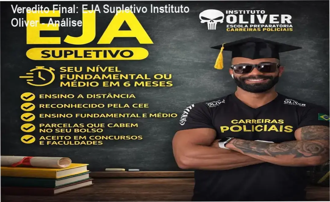 Certificado de conclusão do EJA Supletivo EAD do Instituto Oliver em tela de computador