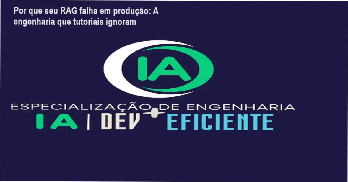 Diagrama de arquitetura de sistema RAG com pipeline de ingestão, banco vetorial e orquestração de LLM