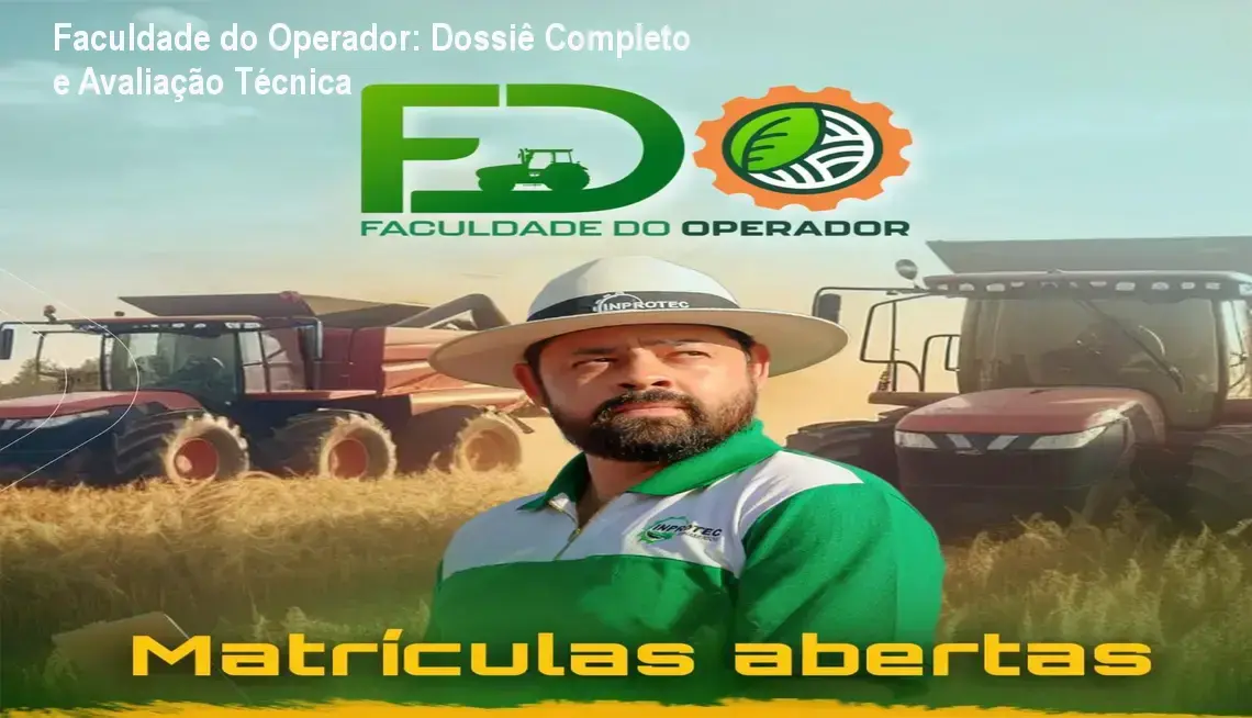 Operador de máquinas agrícolas utilizando trator moderno em campo durante treinamento técnico