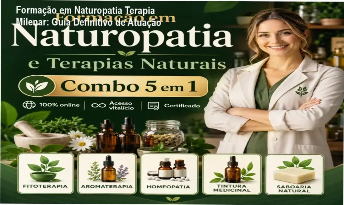 Certificado e materiais de estudo da Formação Profissional em Naturopatia da Escola Terapia Milenar
