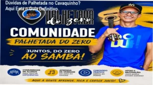 Pessoa tocando cavaquinho com postura correta, destacando a técnica da mão direita