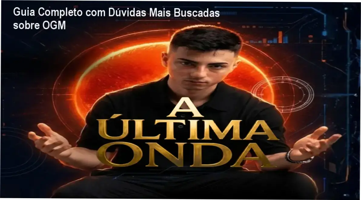 Guia visual das principais dúvidas sobre a Comunidade OGM, mostrando acesso, benefícios e depoimentos.