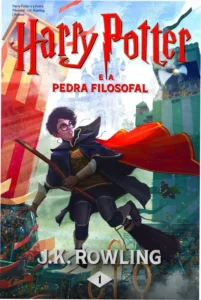 Capa do ebook Harry Potter e a Pedra Filosofal de J.K. Rowling em destaque na tela do Kindle