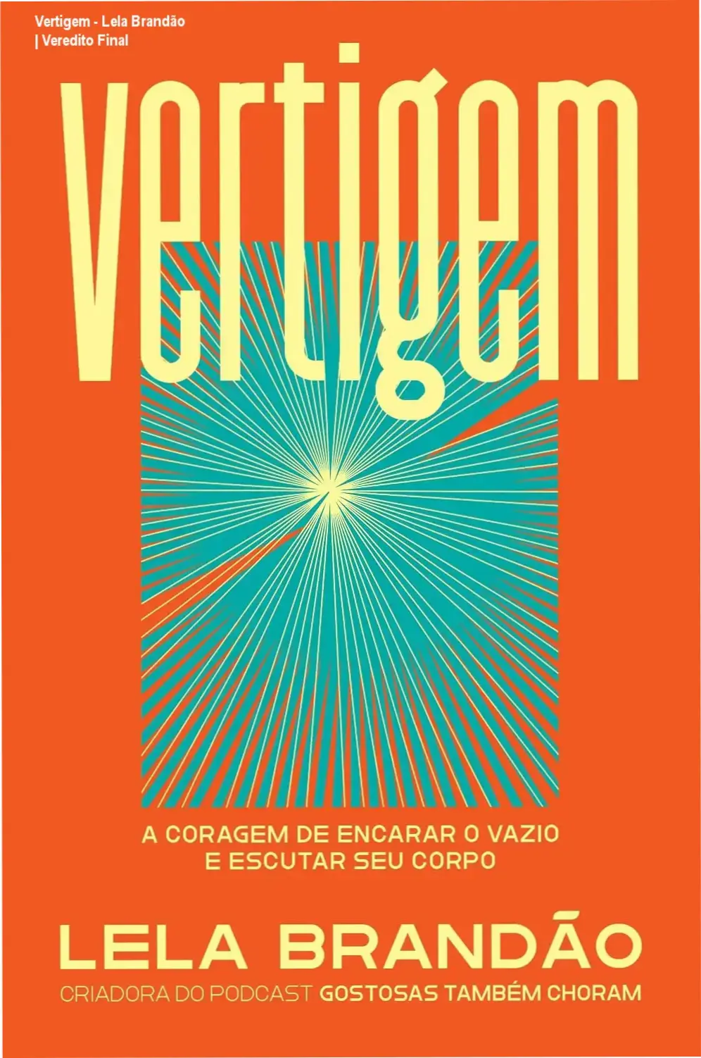 Capa do livro Vertigem de Lela Brandão sobre reconexão corporal e saúde mental feminina