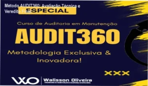 Interface do Método AUDIT360 demonstrando checklists de auditoria de manutenção industrial