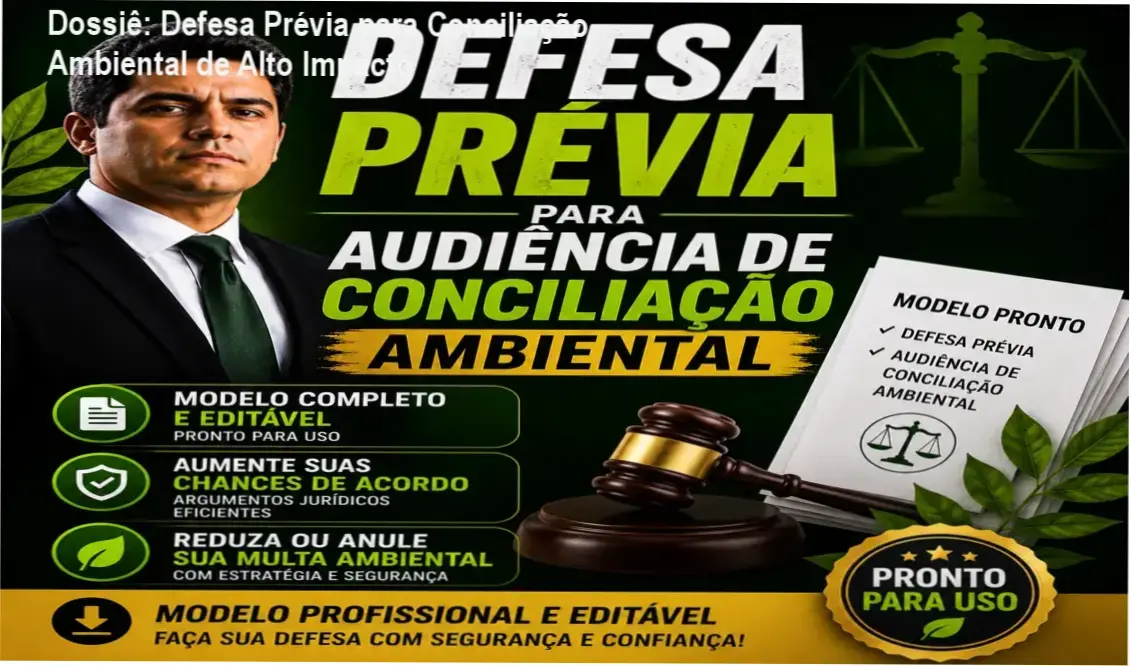Modelo de defesa prévia profissional para audiência de conciliação ambiental com foco em redução de multas