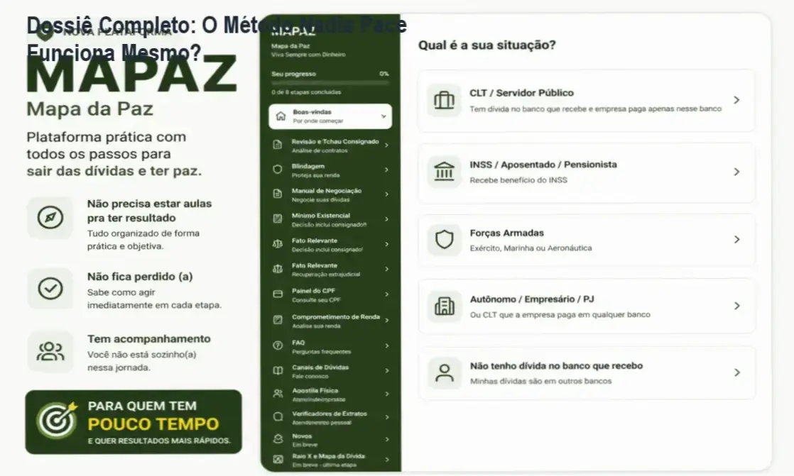 Infográfico detalhando o método de blindagem financeira da mentoria Nadia Pace para negociação de dívidas bancárias
