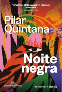 Capa do livro Noite Negra com paisagem densa da Amazonia mostrando árvores, riachos e sombras ameaçadoras no entardecer