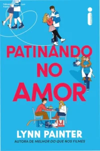 Ilustração de dois adolescentes em frente a uma rampa de hóquei sobre o gelo, simbolizando romantismo esportivo