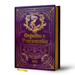 Capa luminosa da edição especial de Orgulho e Preconceito com acabamento em hot stamping