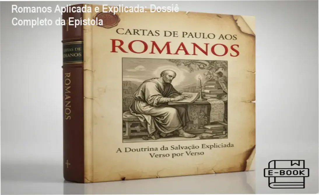 Representação visual de um estudo teológico profundo da Carta aos Romanos com foco em exegese bíblica