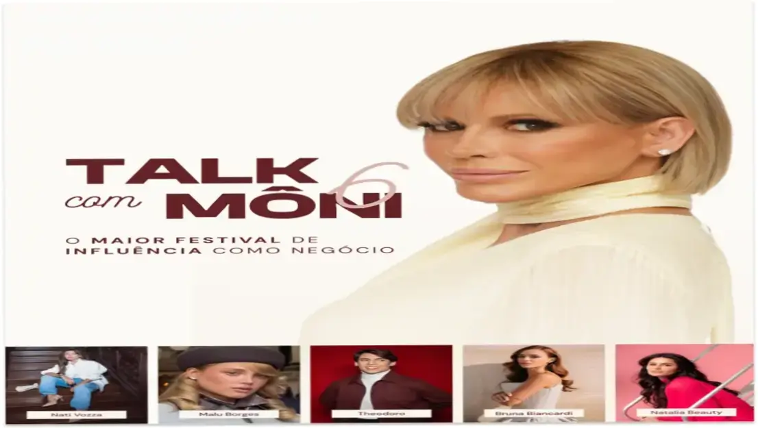 Visão geral do evento Talk com Moni 6 focado em redes sociais como negócio e branding de luxo