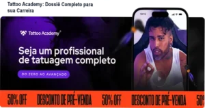 Estúdio de tatuagem profissional com equipamentos e foco em técnica de aplicação
