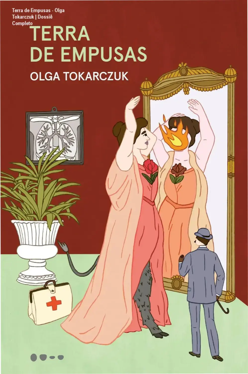 Capa do livro Terra de Empusas de Olga Tokarczuk em ambiente de leitura