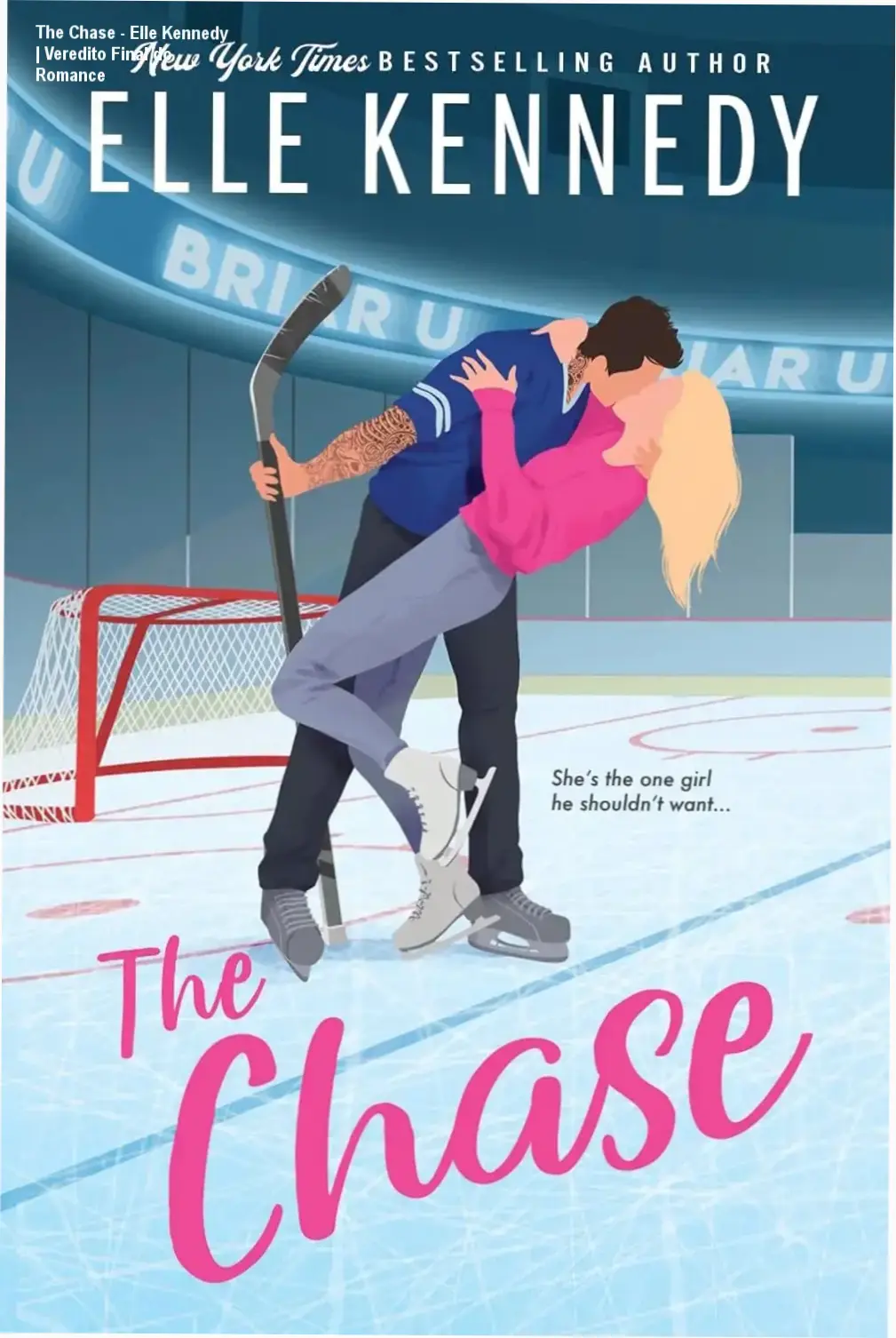 Capa do ebook The Chase de Elle Kennedy, romance college hockey Briar U