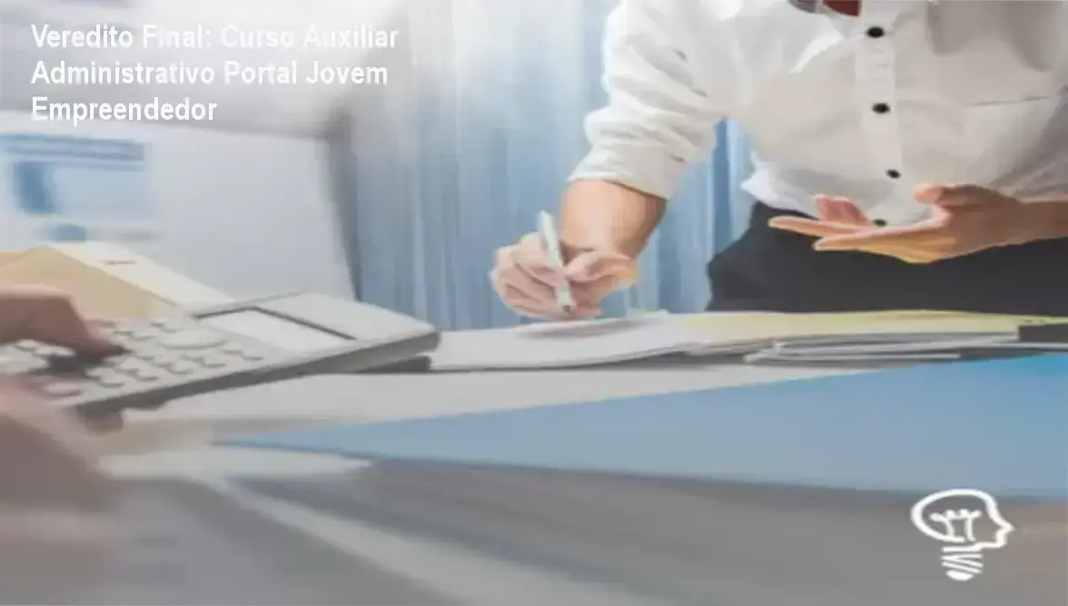 Interface do curso de Auxiliar Administrativo do Portal Jovem Empreendedor exibindo módulos de qualificação profissional