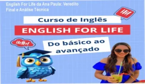 Interface e materiais do curso de inglês English For Life da professora Ana Paula