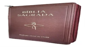 Bíblia Sagrada CNBB Zíper de capa em couro sintético aberta para estudo