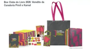 Box físico do Clube do Livro 2026 com 10 livros e brindes exclusivos curados por Gabriela Prioli e Leandro Karnal