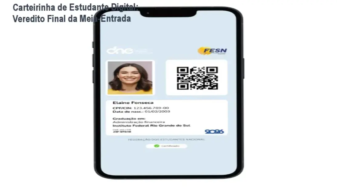 Estudante utilizando a Carteirinha Digital para obter meia-entrada em evento
