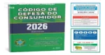 Livro Código de Defesa do Consumidor 2026 da Editora Almeida com placas adesivas de sinalização