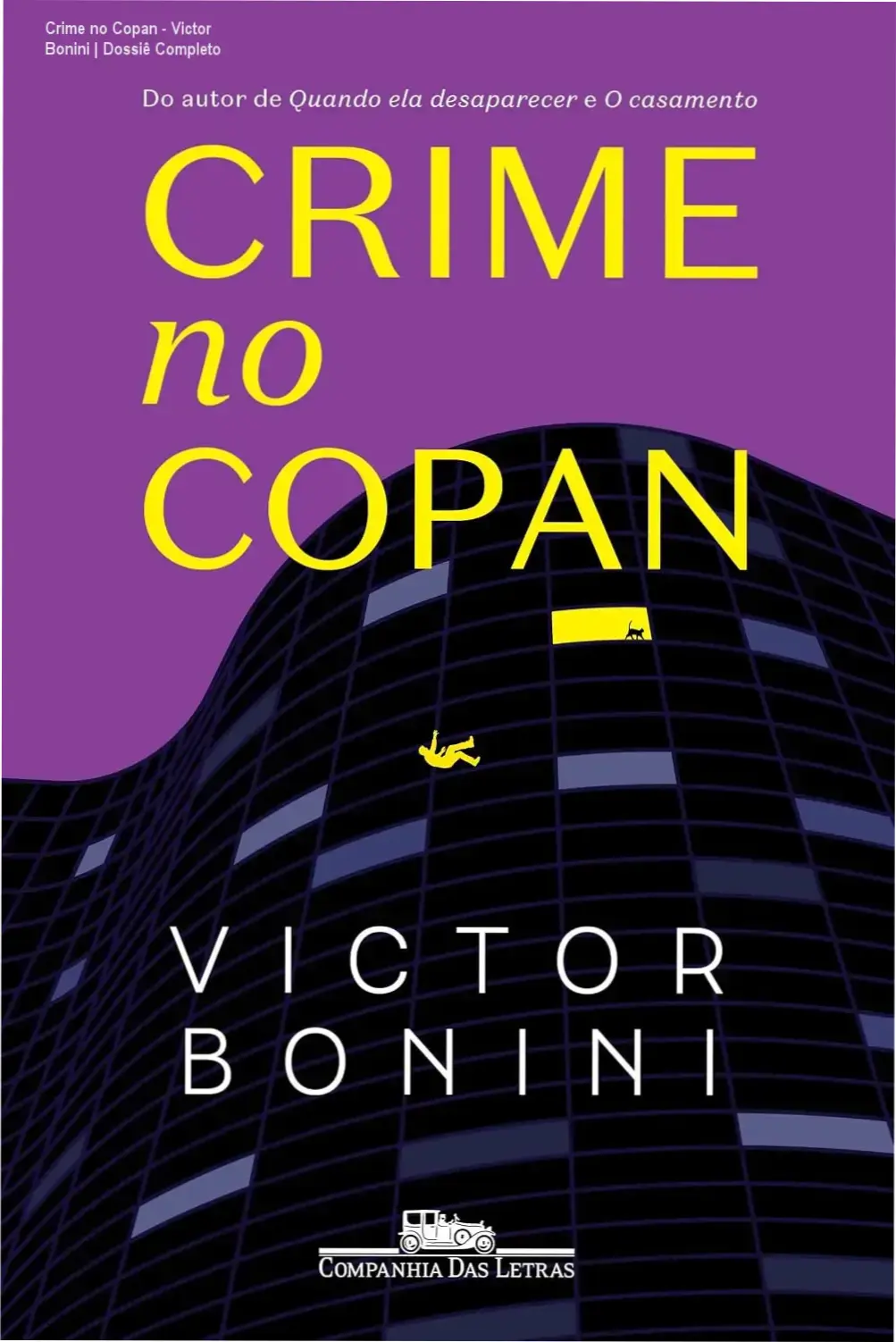 Capa do ebook Crime no Copan de Victor Bonini em dispositivo digital