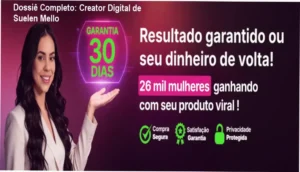 Visão geral do ecossistema de vendas do curso Creator Digital de Suelen Mello