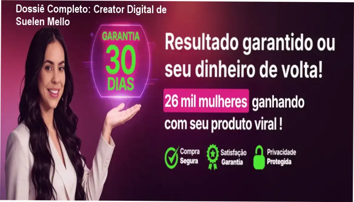 Visão geral do ecossistema de vendas do curso Creator Digital de Suelen Mello