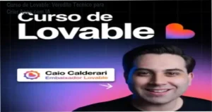 Interface do Curso de Lovable demonstrando a criação de aplicativos web com inteligência artificial