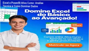 Interface do treinamento de Excel e PowerBI da Ativa Curso com foco em qualificação profissional