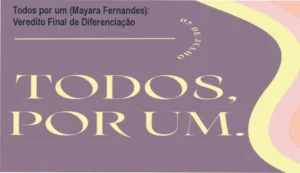 Interface do curso Todos por um de Mayara Fernandes focado em design e diferenciação para eventos