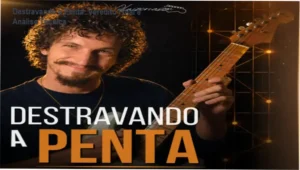 Guitarrista aplicando a técnica de improvisação da escala pentatônica do curso Destravando a Penta