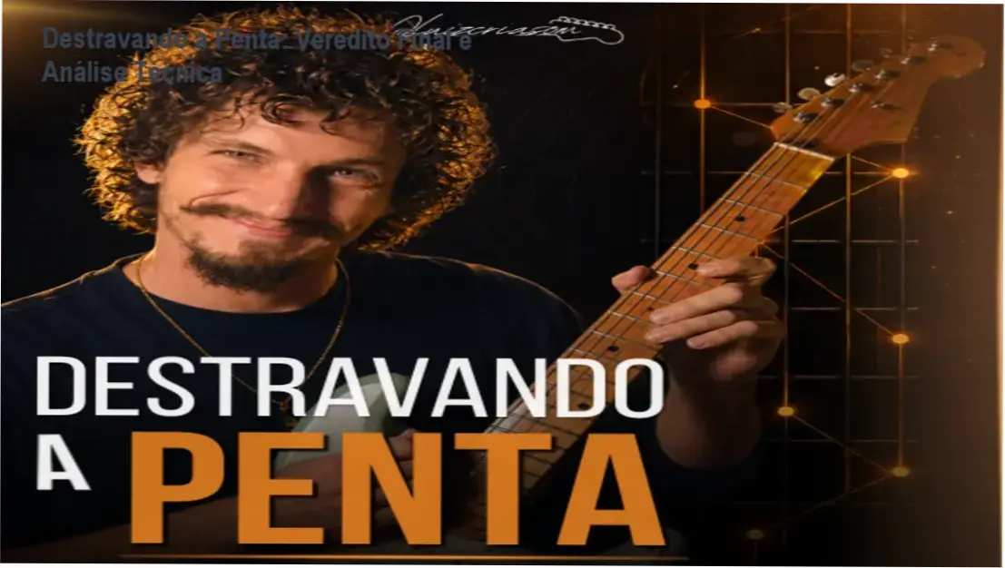 Guitarrista aplicando a técnica de improvisação da escala pentatônica do curso Destravando a Penta