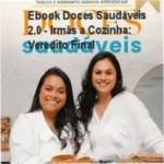 Ebook Doces Saudáveis 2.0 das Irmãs a Cozinha exibido em dispositivo digital com sobremesas fit
