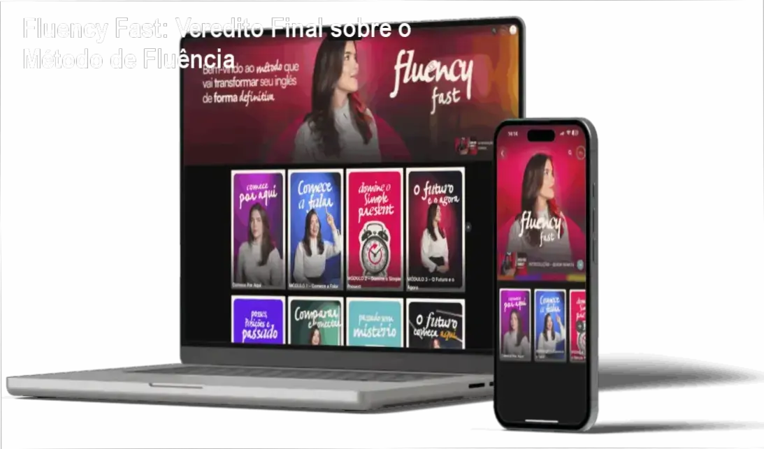 Interface do curso Fluency Fast com foco em conversação e fluência rápida em inglês