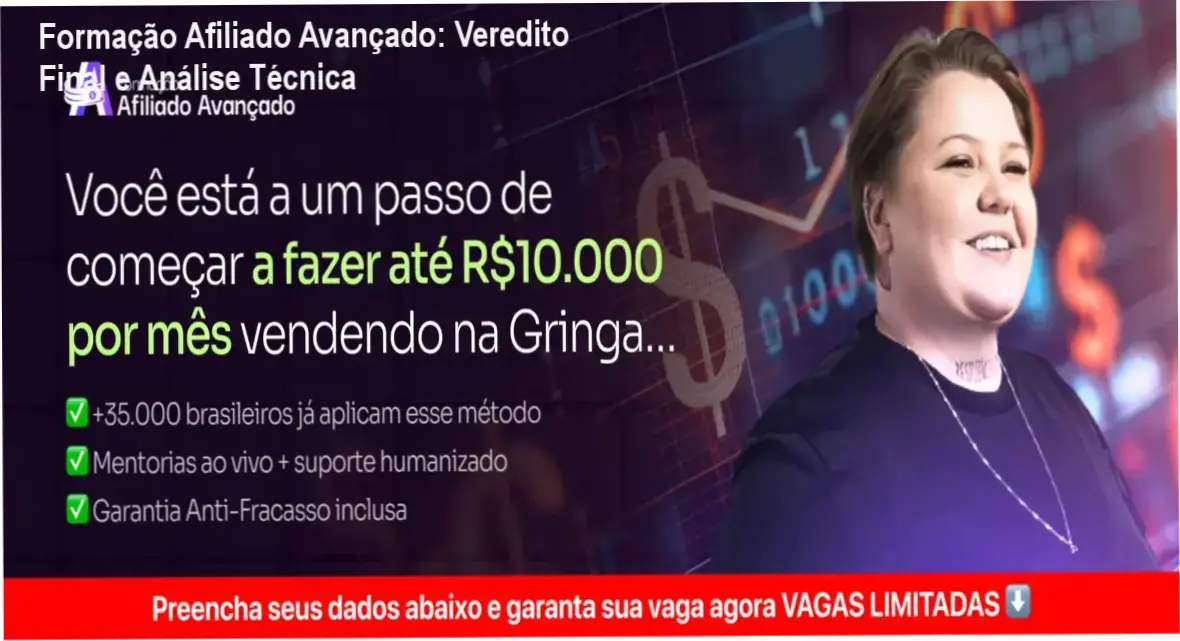 Interface do curso Formação Afiliado Avançado com foco em comissões em dólar e Google Ads