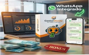 Interface do Gestor Money demonstrando o controle financeiro integrado ao WhatsApp