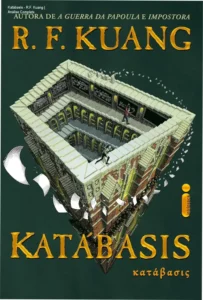 Capa do livro Katábasis de R.F. Kuang destacando a temática de fantasia dark academia