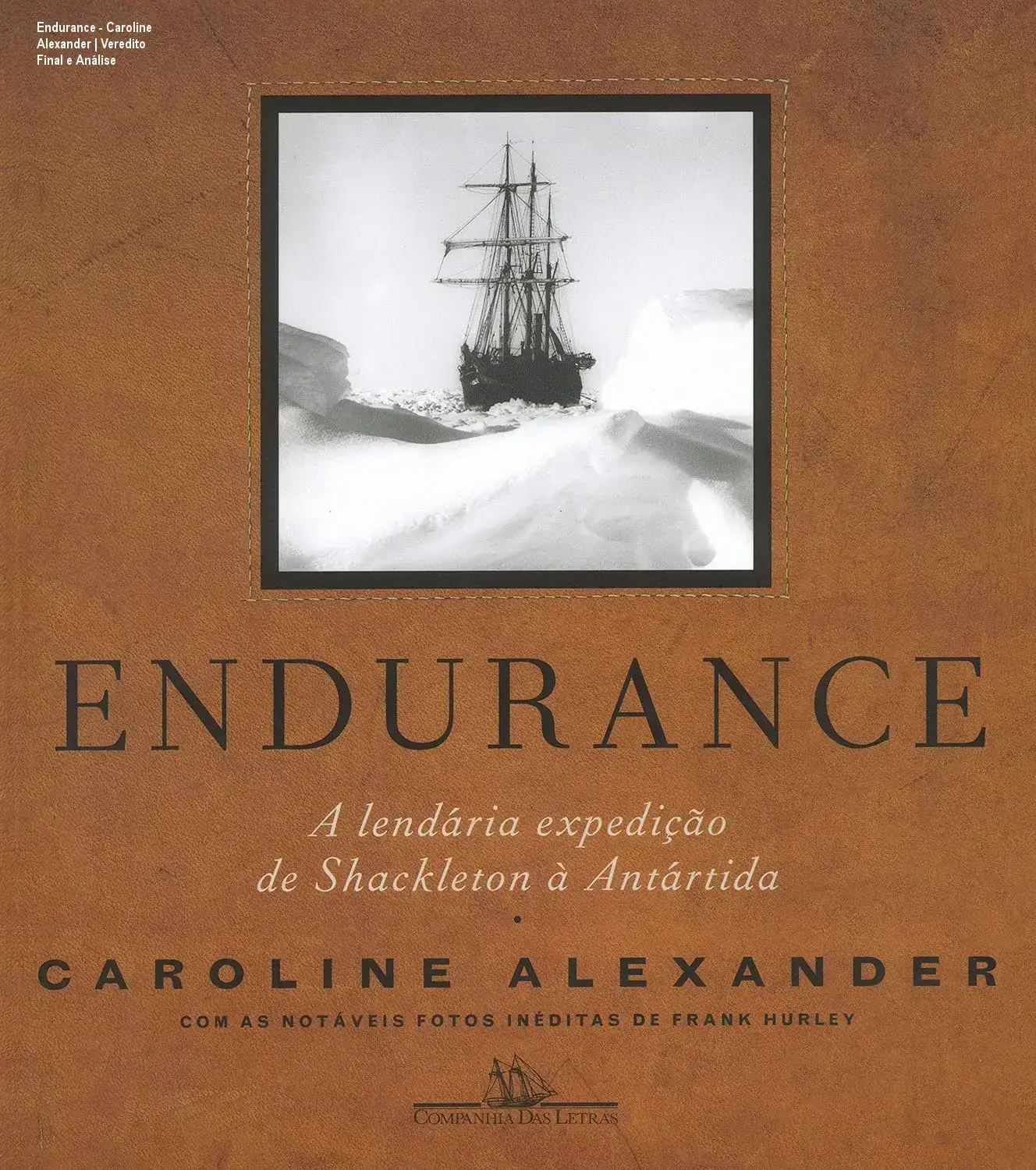 Capa do livro Endurance de Caroline Alexander sobre a expedição de Shackleton na Antártida