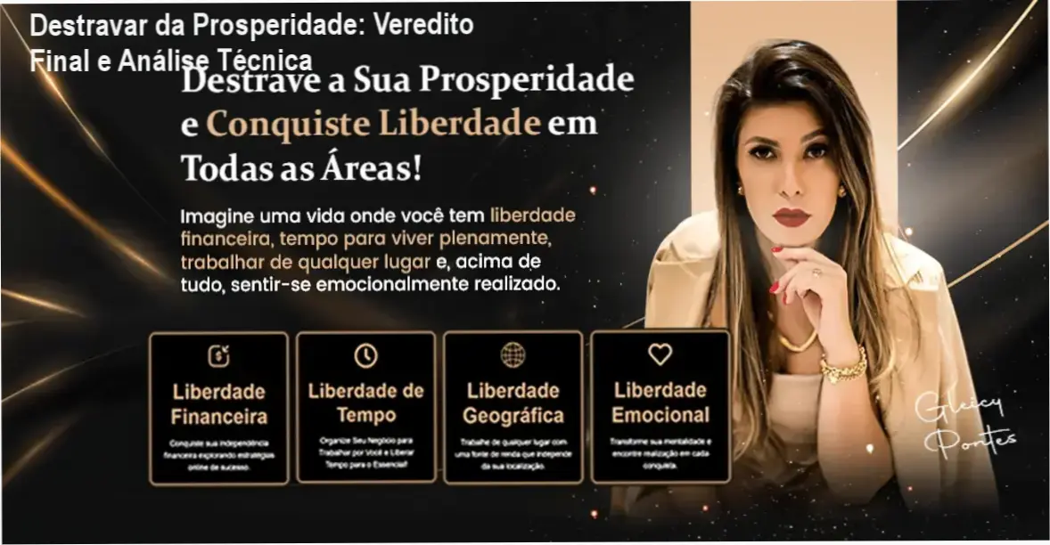 Infográfico detalhando os módulos e a metodologia do Método Destravar da Prosperidade de Gleicy Pontes