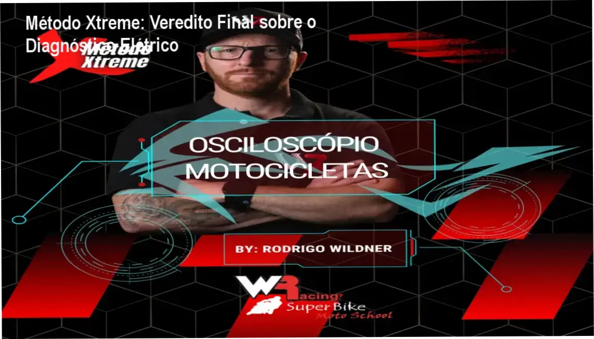 Mecânico analisando sinais de injeção eletrônica de moto com osciloscópio e E-book Xtreme