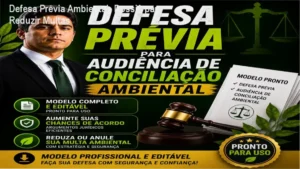 Documento de modelo profissional de defesa prévia para audiências de conciliação ambiental