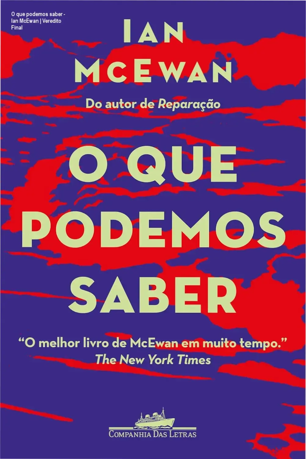 Capa do livro O que podemos saber de Ian McEwan com design minimalista e instigante