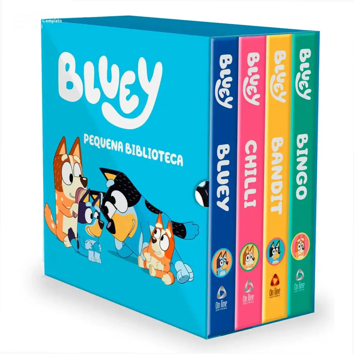 Box Pequena Biblioteca da Bluey com quatro livros de capa dura para crianças