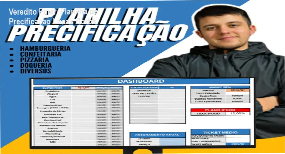 Planilha de Precificação Lucas Borbs: visão interna do sistema de cálculo de custos e taxas