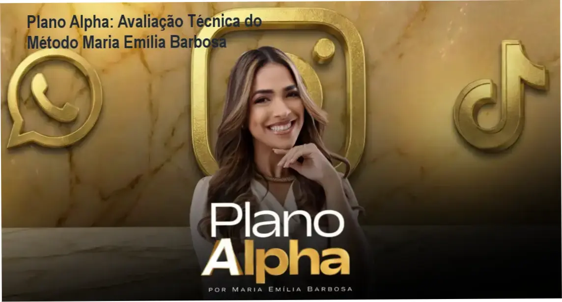 Interface do treinamento Plano Alpha de Maria Emília Barbosa focada em renda extra com celular e IA